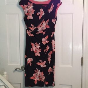 db sleath dress Navy blue and coral flowers